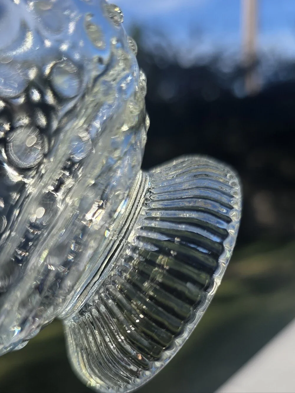 Vintage 1950s Jeannette Glass Dewdrop Clear Hobnail Pedestal Dessert Bowl / Cand